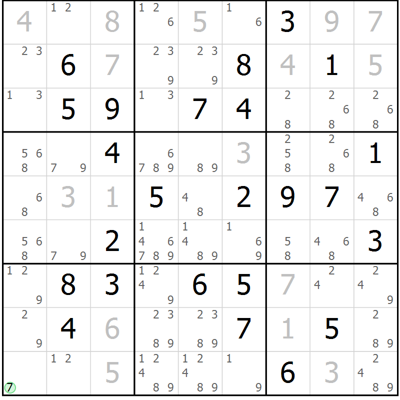 Position des candidats pour la solution de la Gr 44 page 47 du magazine de sudoku Maestro n° 085