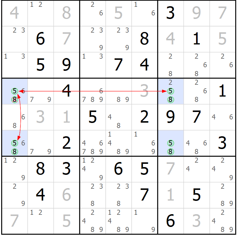 Position des candidats pour la solution de la Gr 44 page 47 du magazine de sudoku Maestro n° 085