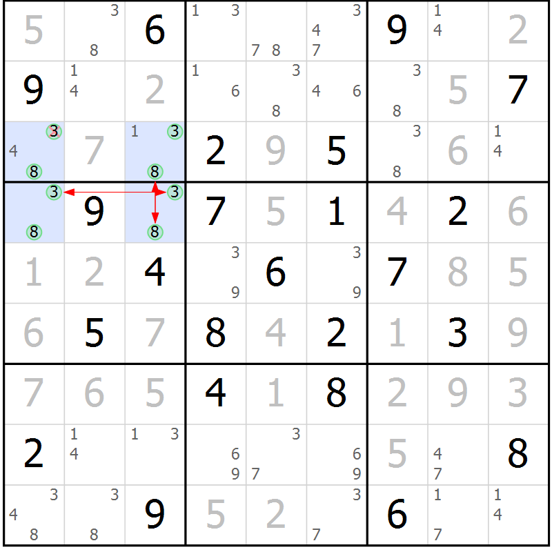 Position des candidats pour la solution de la Gr 45 page 48 du magazine de sudoku Maestro n° 085