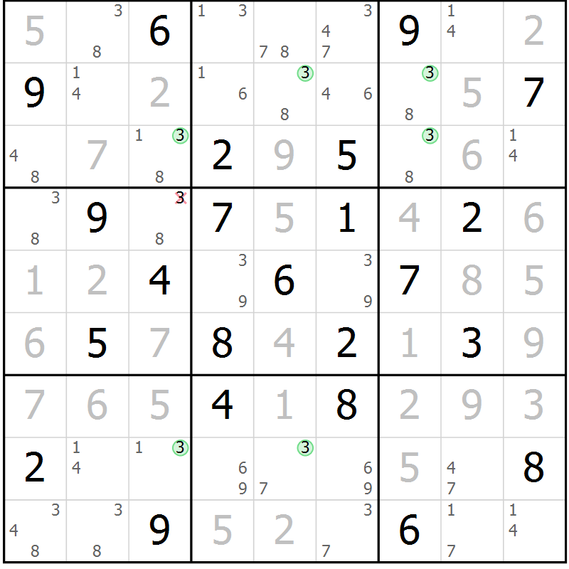 Position des candidats pour la solution de la Gr 45 page 48 du magazine de sudoku Maestro n° 085