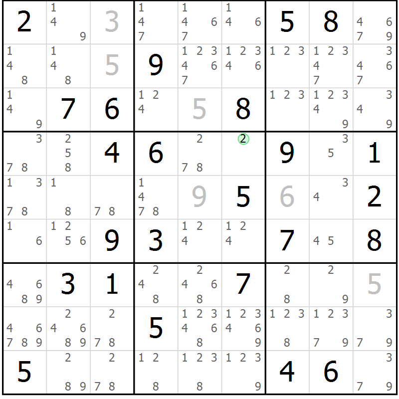 Position des candidats pour la solution de la Gr 47 page 50 du magazine de sudoku Maestro n° 085