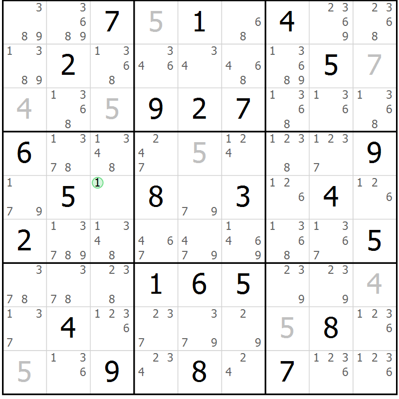Position des candidats pour la solution de la Gr 48 page 51 du magazine de sudoku Maestro n° 085