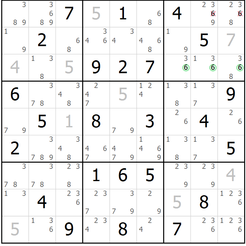 Position des candidats pour la solution de la Gr 48 page 51 du magazine de sudoku Maestro n° 085