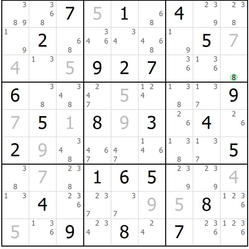 Position des candidats pour la solution de la Gr 48 page 51 du magazine de sudoku Maestro n° 085