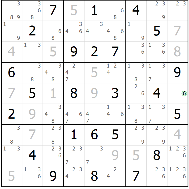Position des candidats pour la solution de la Gr 48 page 51 du magazine de sudoku Maestro n° 085