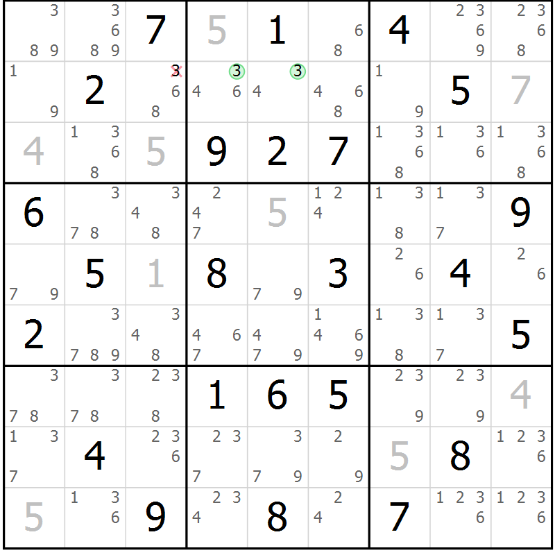 Position des candidats pour la solution de la Gr 48 page 51 du magazine de sudoku Maestro n° 085