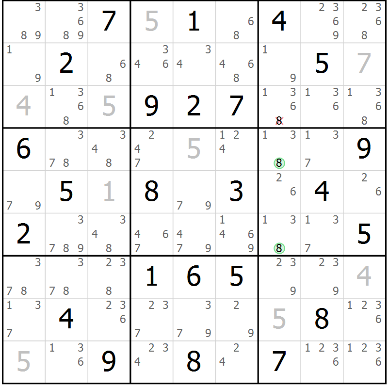 Position des candidats pour la solution de la Gr 48 page 51 du magazine de sudoku Maestro n° 085