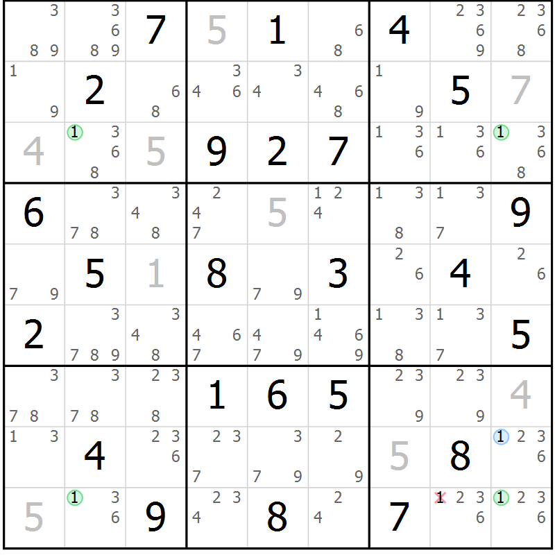 Position des candidats pour la solution de la Gr 48 page 51 du magazine de sudoku Maestro n° 085