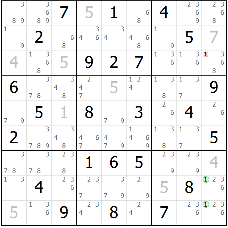 Position des candidats pour la solution de la Gr 48 page 51 du magazine de sudoku Maestro n° 085