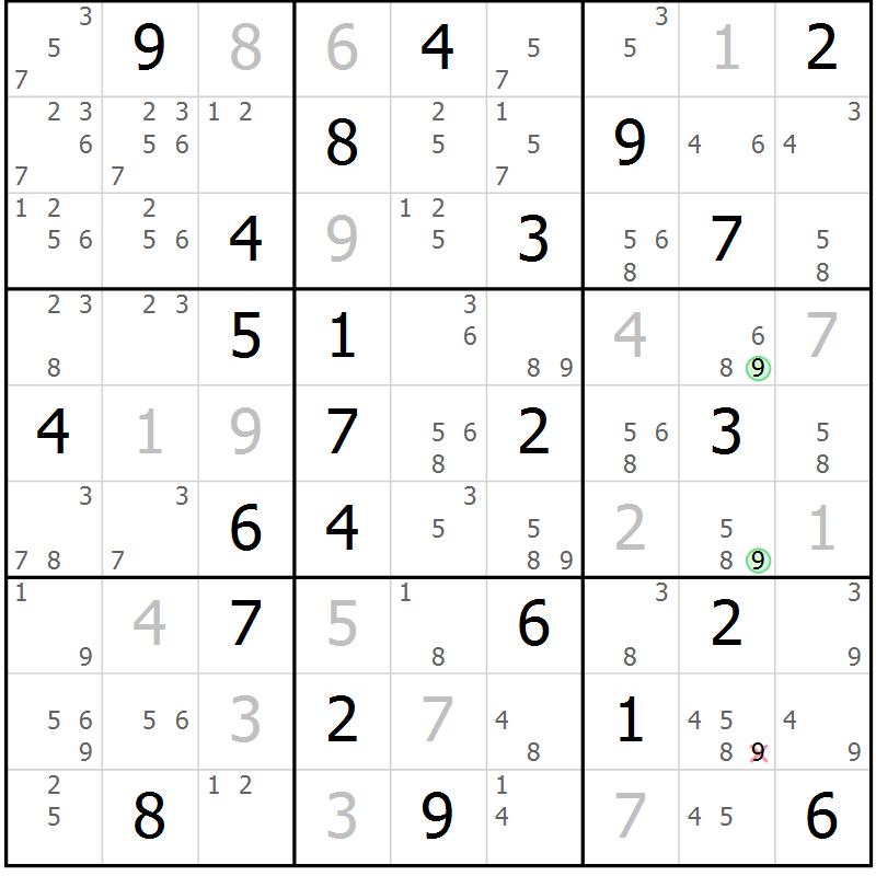 Position des candidats pour la solution de la Gr 49 page 52 du magazine de sudoku Maestro n° 085