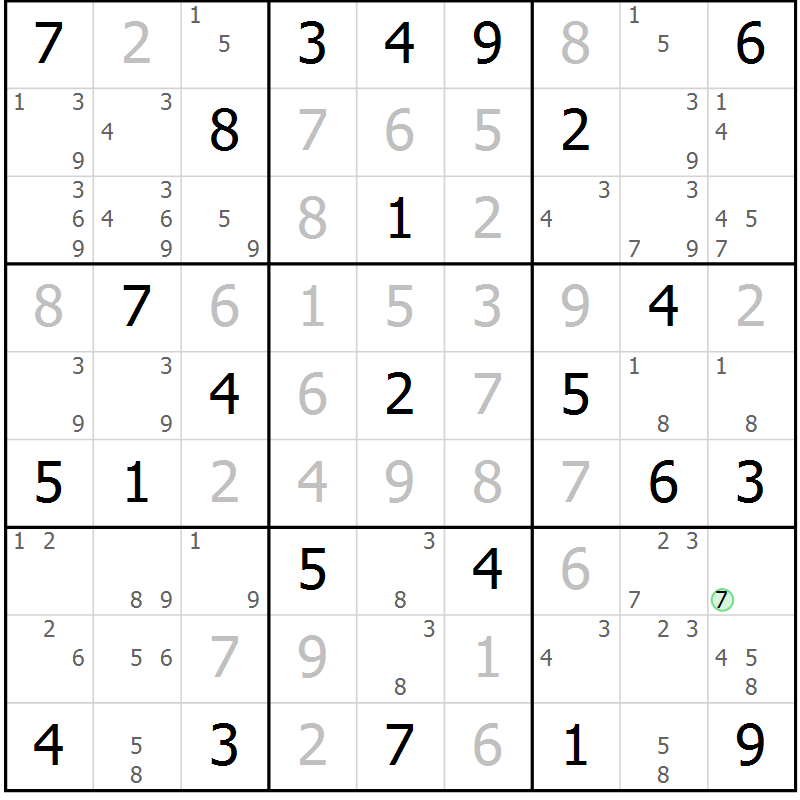 Position des candidats pour la solution de la Gr 51 page 54 du magazine de sudoku Maestro n° 085