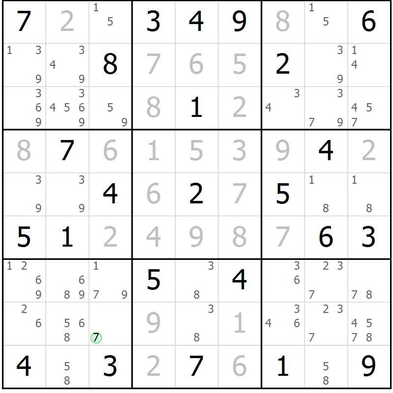 Position des candidats pour la solution de la Gr 51 page 54 du magazine de sudoku Maestro n° 085
