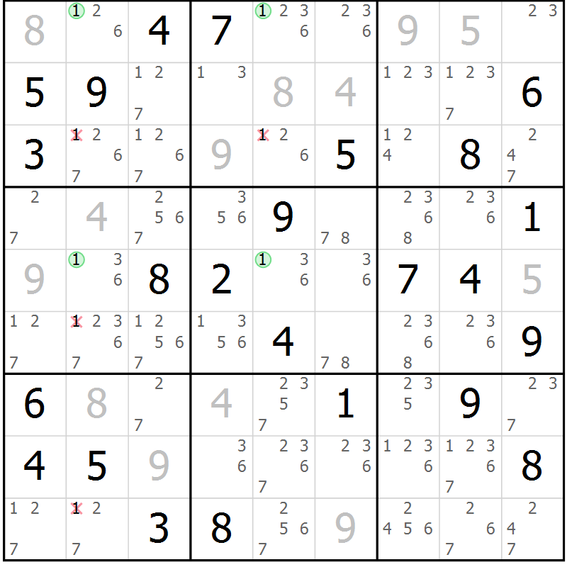 Position des candidats pour la solution de la Gr 53 page 56 du magazine de sudoku Maestro n° 085
