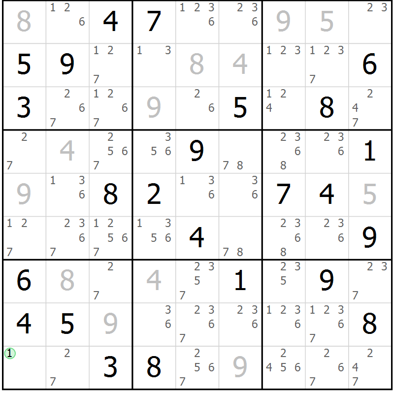 Position des candidats pour la solution de la Gr 53 page 56 du magazine de sudoku Maestro n° 085