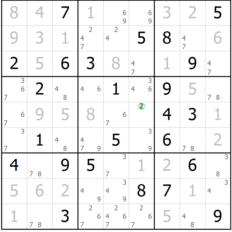 Position des candidats pour la solution de la Gr 54 page 57 du magazine de sudoku Maestro n° 085