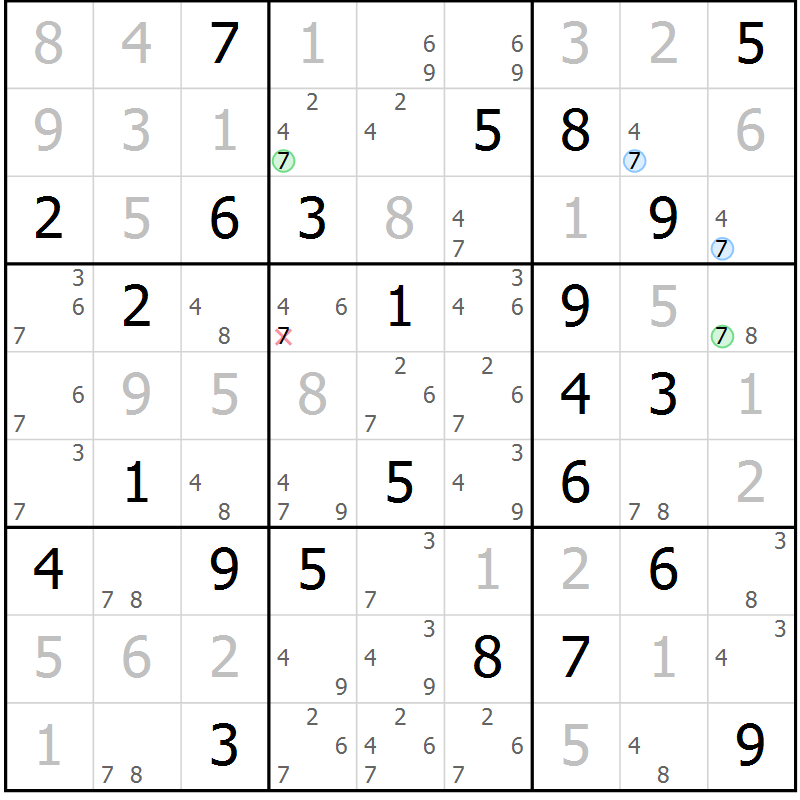 Position des candidats pour la solution de la Gr 54 page 57 du magazine de sudoku Maestro n° 085