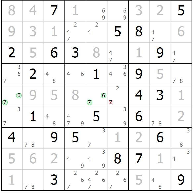 Position des candidats pour la solution de la Gr 54 page 57 du magazine de sudoku Maestro n° 085
