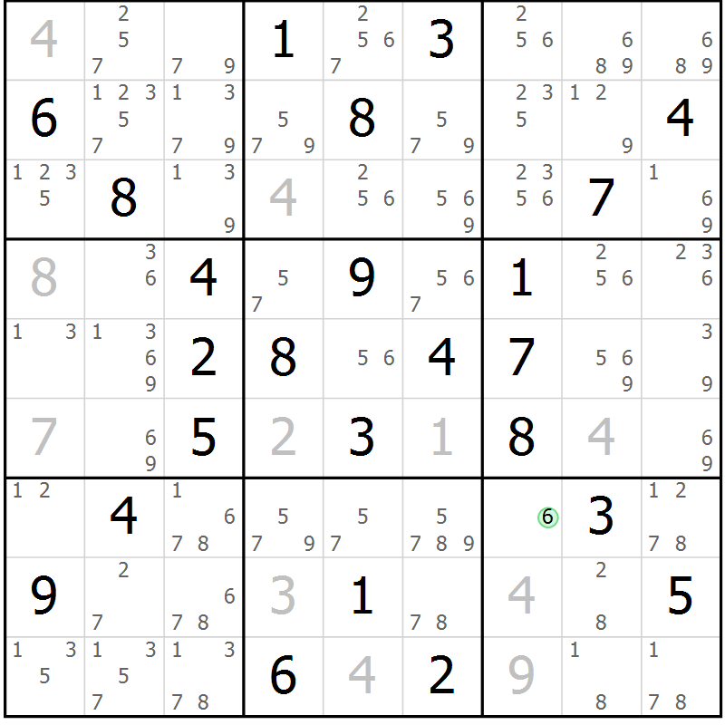 Position des candidats pour la solution de la Gr 59 page 62 du magazine de sudoku Maestro n° 085