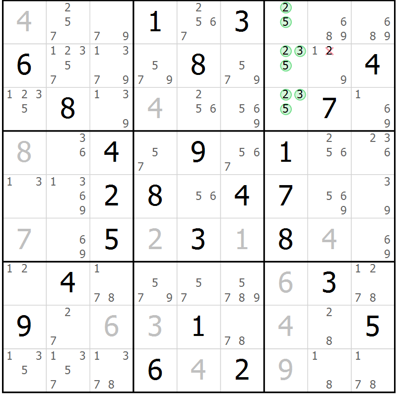 Position des candidats pour la solution de la Gr 59 page 62 du magazine de sudoku Maestro n° 085