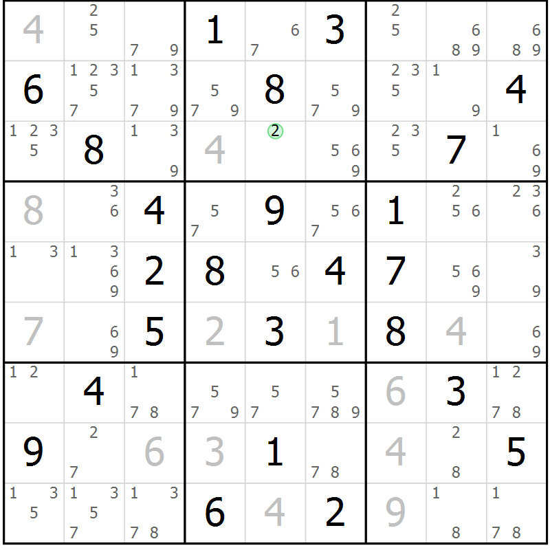Position des candidats pour la solution de la Gr 59 page 62 du magazine de sudoku Maestro n° 085