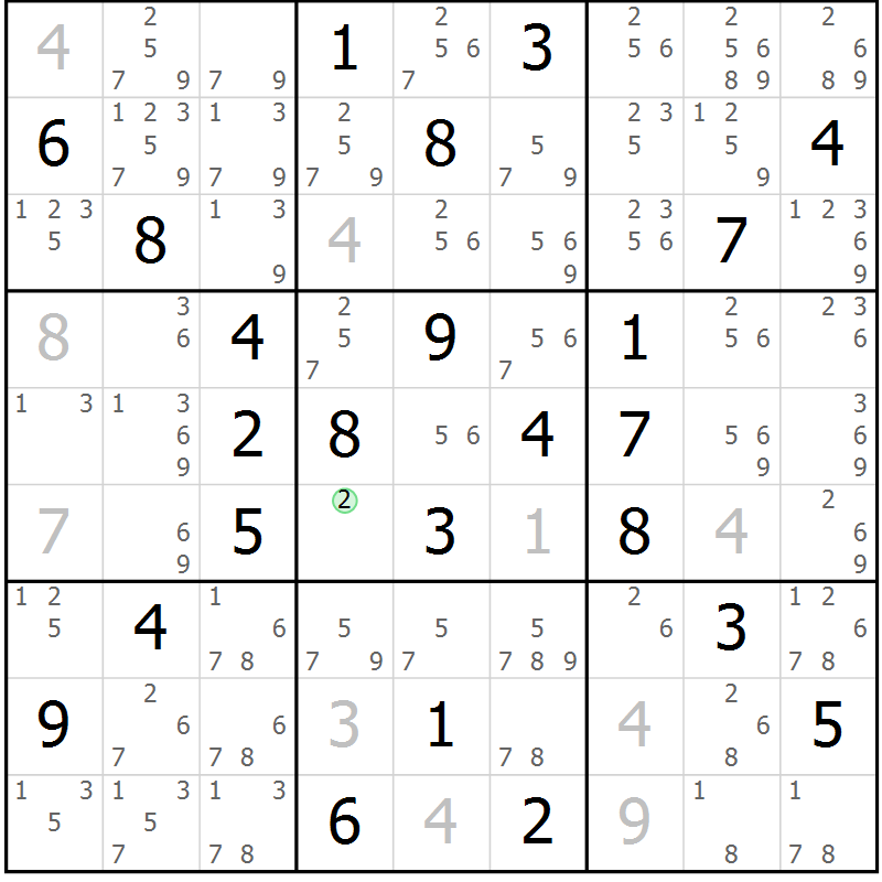 Position des candidats pour la solution de la Gr 59 page 62 du magazine de sudoku Maestro n° 085