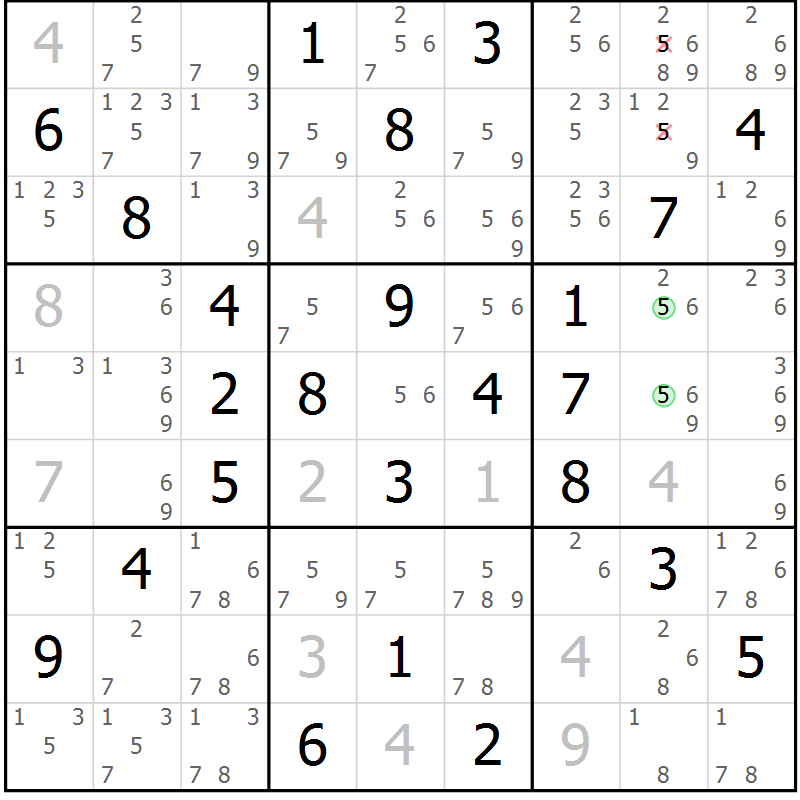 Position des candidats pour la solution de la Gr 59 page 62 du magazine de sudoku Maestro n° 085