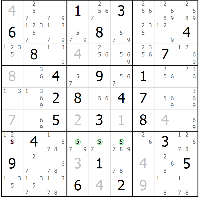Position des candidats pour la solution de la Gr 59 page 62 du magazine de sudoku Maestro n° 085