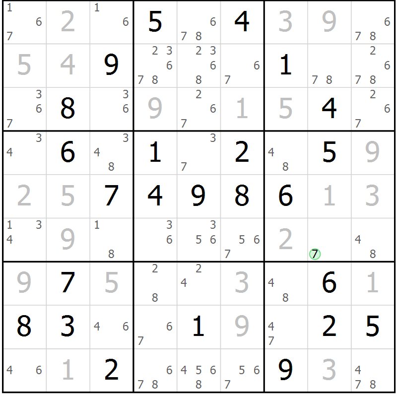 Position des candidats pour la solution de la Gr 60 page 63 du magazine de sudoku Maestro n° 085