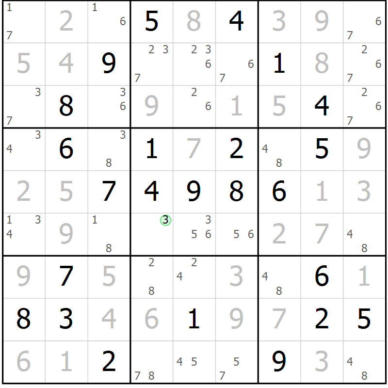 Position des candidats pour la solution de la Gr 60 page 63 du magazine de sudoku Maestro n° 085