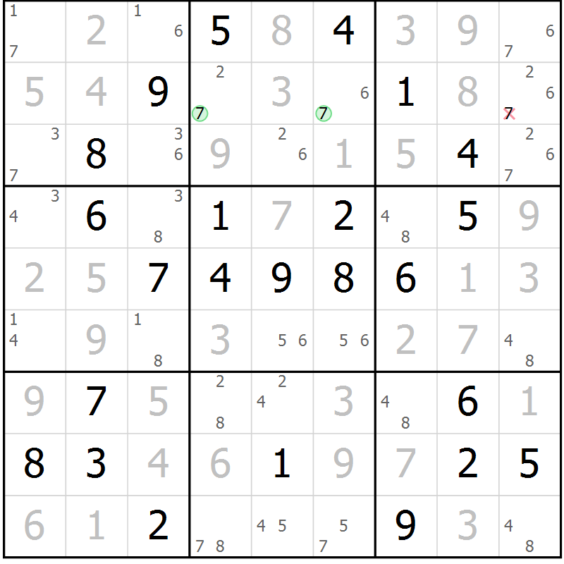 Position des candidats pour la solution de la Gr 60 page 63 du magazine de sudoku Maestro n° 085