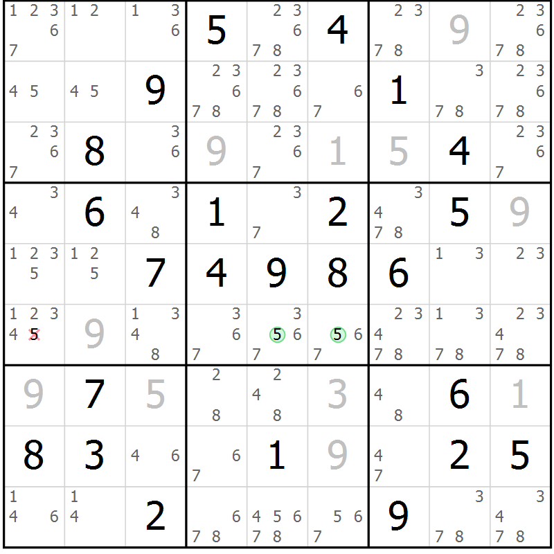 Position des candidats pour la solution de la Gr 60 page 63 du magazine de sudoku Maestro n° 085