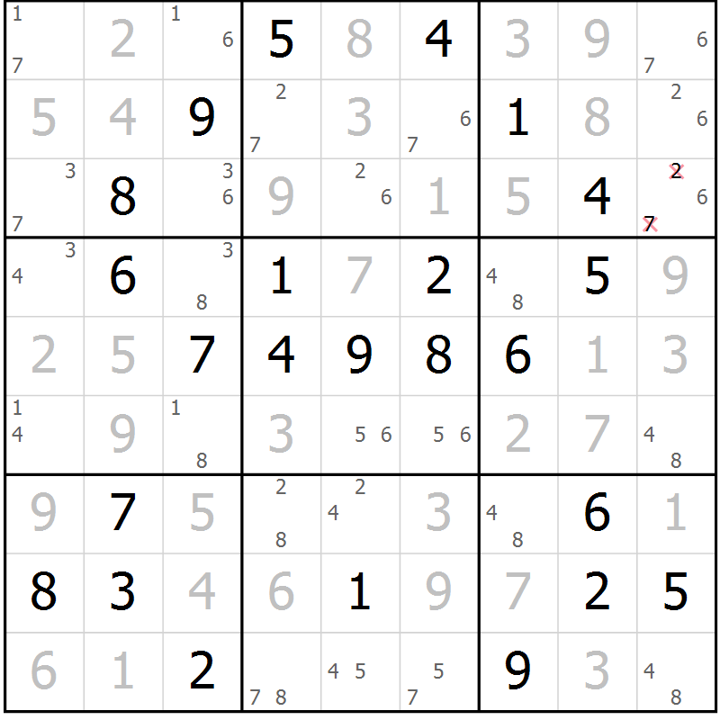 Position des candidats pour la solution de la Gr 60 page 63 du magazine de sudoku Maestro n° 085