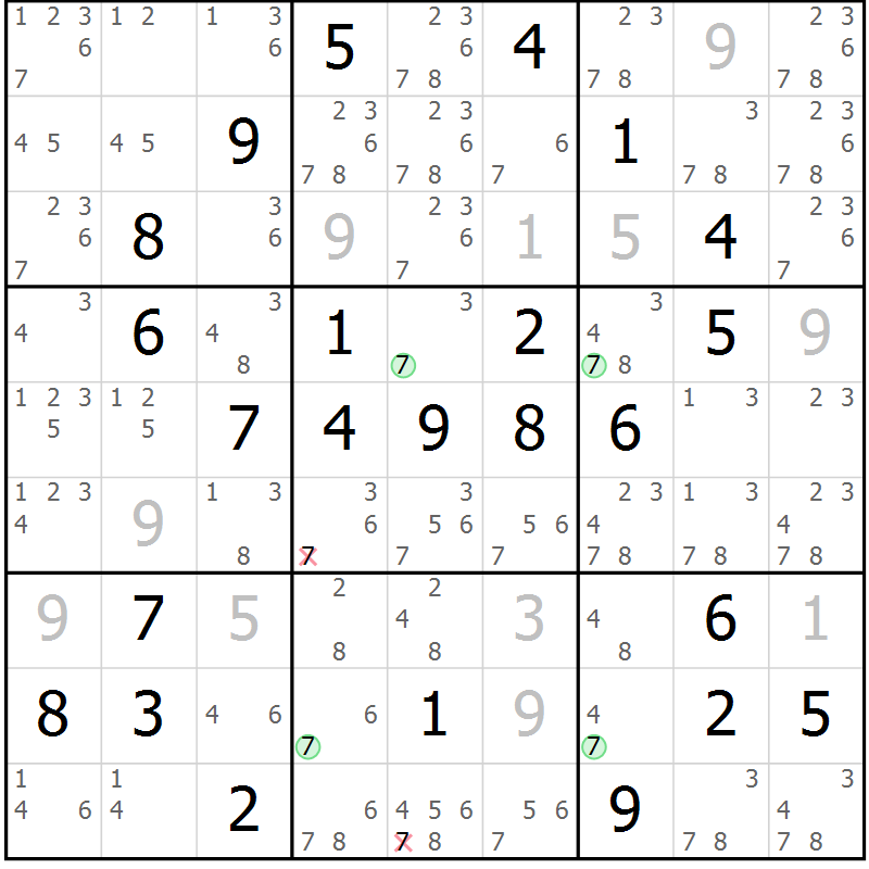 Position des candidats pour la solution de la Gr 60 page 63 du magazine de sudoku Maestro n° 085