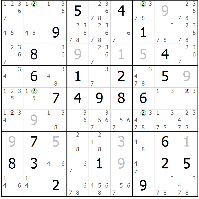Position des candidats pour la solution de la Gr 60 page 63 du magazine de sudoku Maestro n° 085