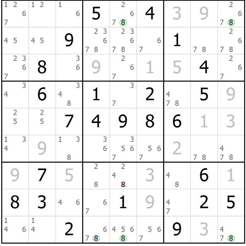 Position des candidats pour la solution de la Gr 60 page 63 du magazine de sudoku Maestro n° 085