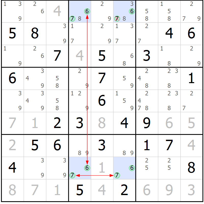 Position des candidats pour la solution de la Gr 63 page 66 du magazine de sudoku Maestro n° 085