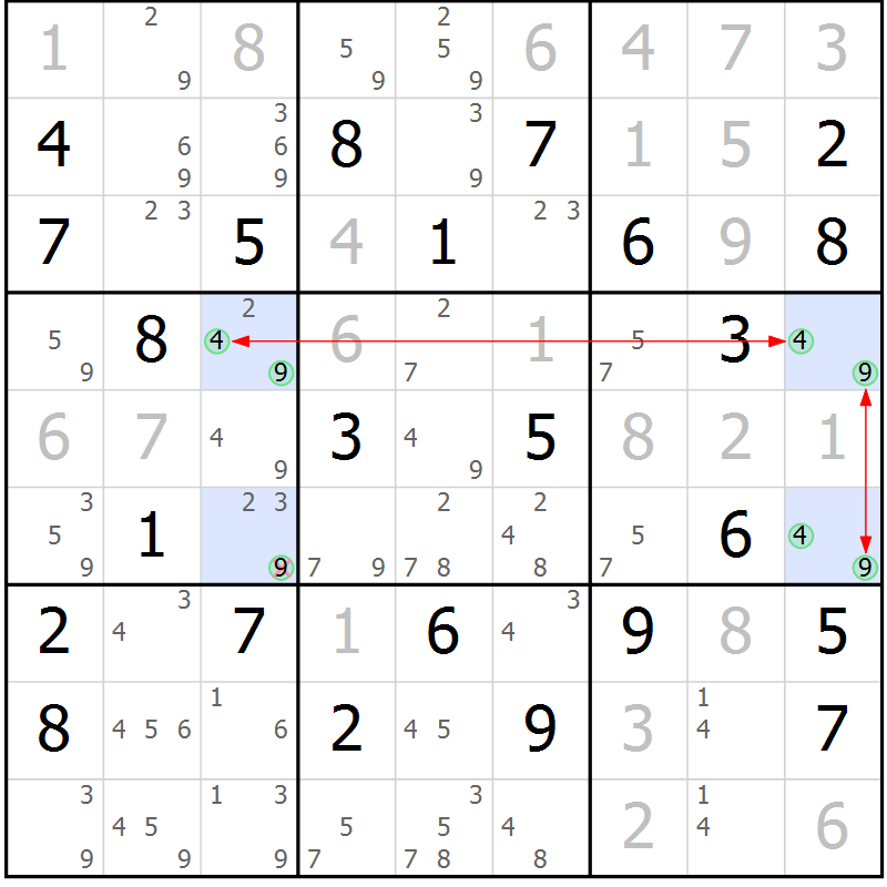 Position des candidats pour la solution de la Gr 73 page 76 du magazine de sudoku Maestro n° 085