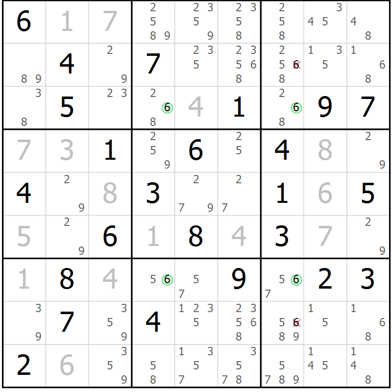 Position des candidats pour la solution de la Gr 74 page 77 du magazine de sudoku Maestro n° 085