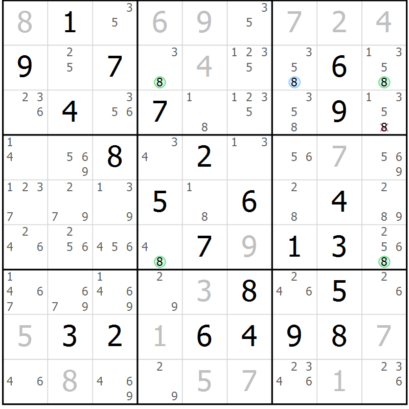 Position des candidats pour la solution de la Gr 79 page 82 du magazine de sudoku Maestro n° 085