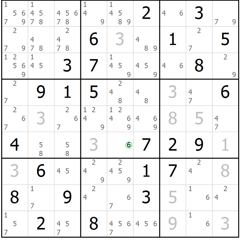 Position des candidats pour la solution de la Gr 8 page 11 du magazine de sudoku Maestro n° 085