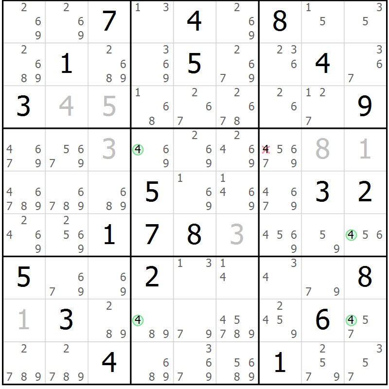 Position des candidats pour la solution de la Gr 80 page 83 du magazine de sudoku Maestro n° 085