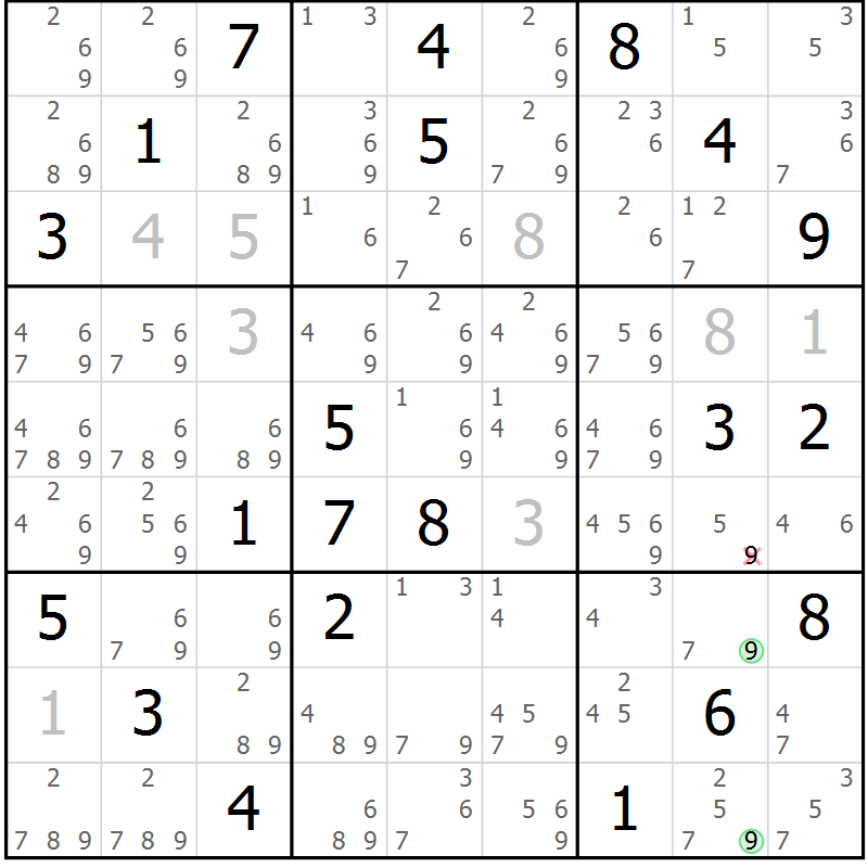 Position des candidats pour la solution de la Gr 80 page 83 du magazine de sudoku Maestro n° 085