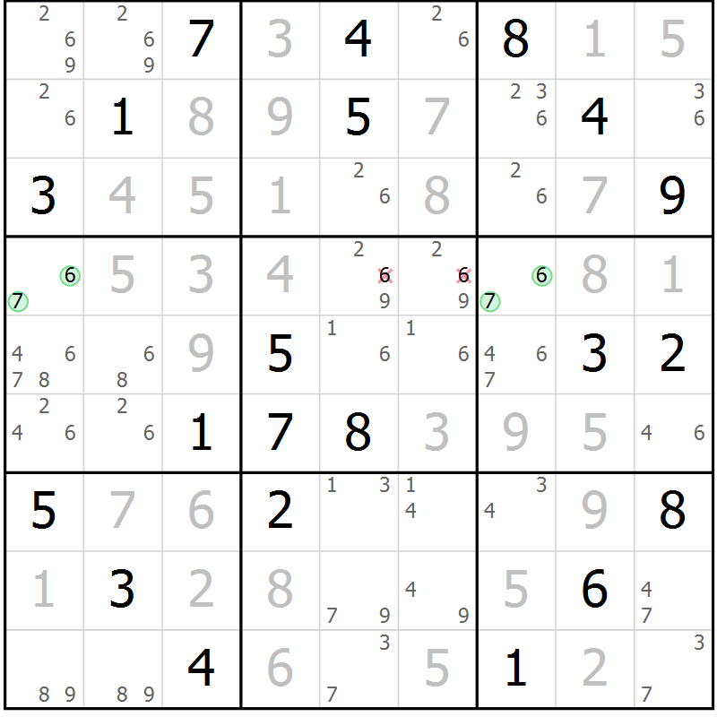 Position des candidats pour la solution de la Gr 80 page 83 du magazine de sudoku Maestro n° 085