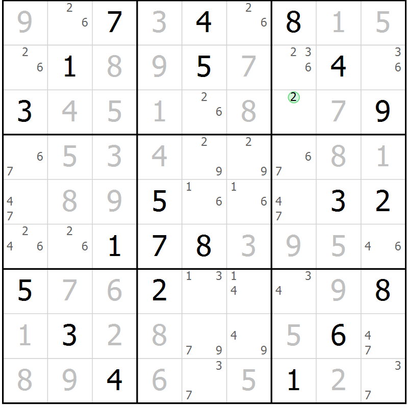 Position des candidats pour la solution de la Gr 80 page 83 du magazine de sudoku Maestro n° 085