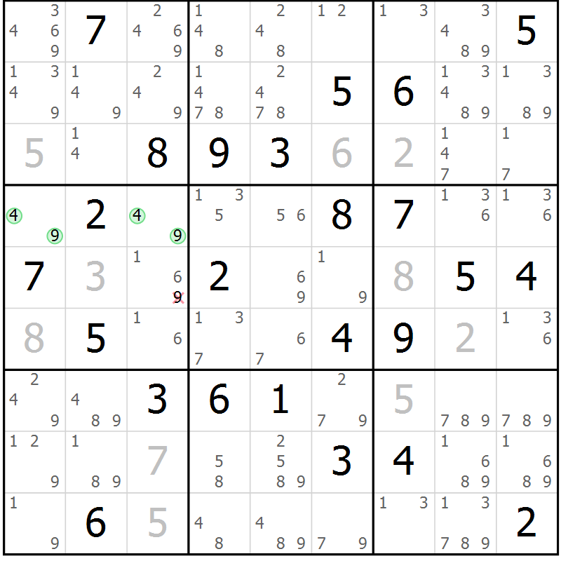 Position des candidats pour la solution de la Gr 83 page 86 du magazine de sudoku Maestro n° 085