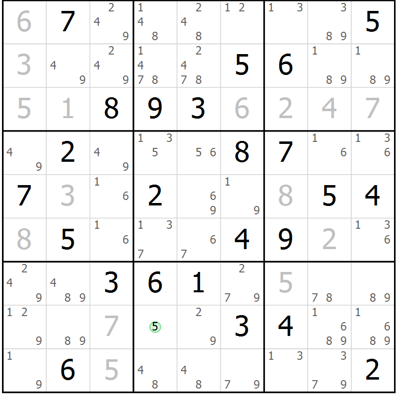 Position des candidats pour la solution de la Gr 83 page 86 du magazine de sudoku Maestro n° 085