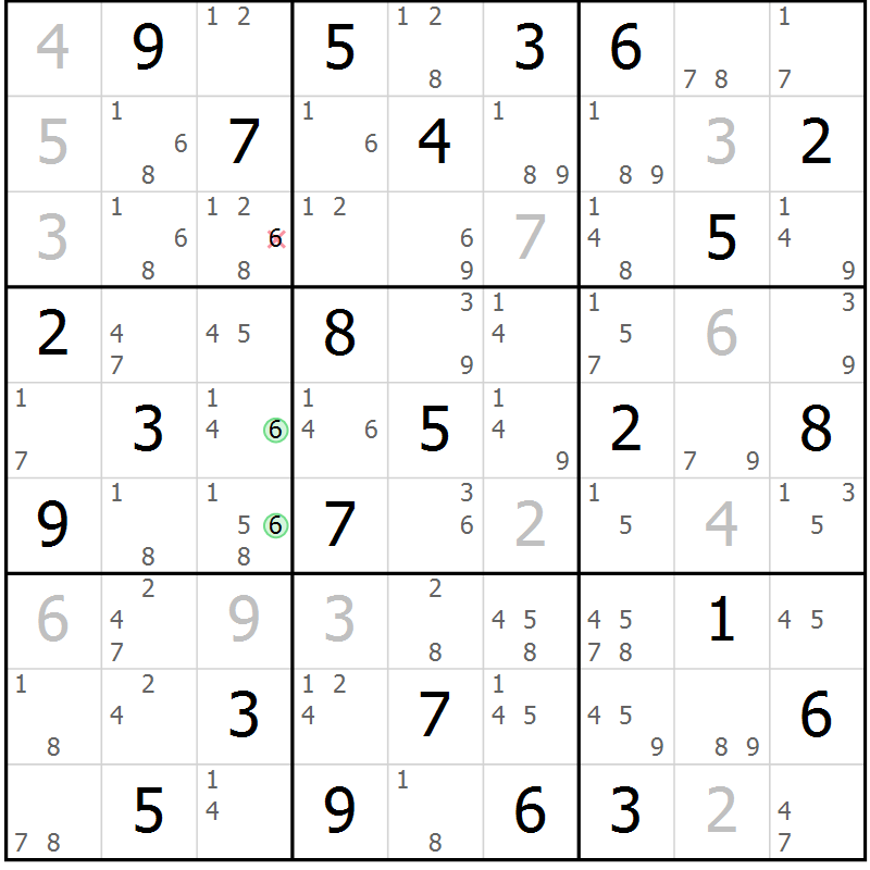 Position des candidats pour la solution de la Gr 84 page 87 du magazine de sudoku Maestro n° 085