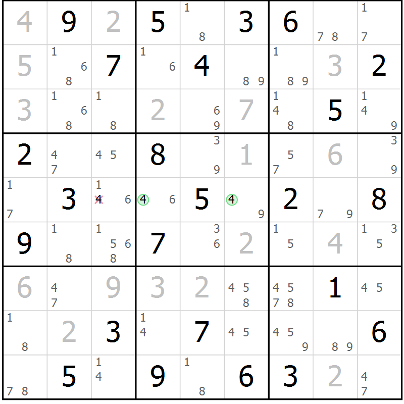 Position des candidats pour la solution de la Gr 84 page 87 du magazine de sudoku Maestro n° 085