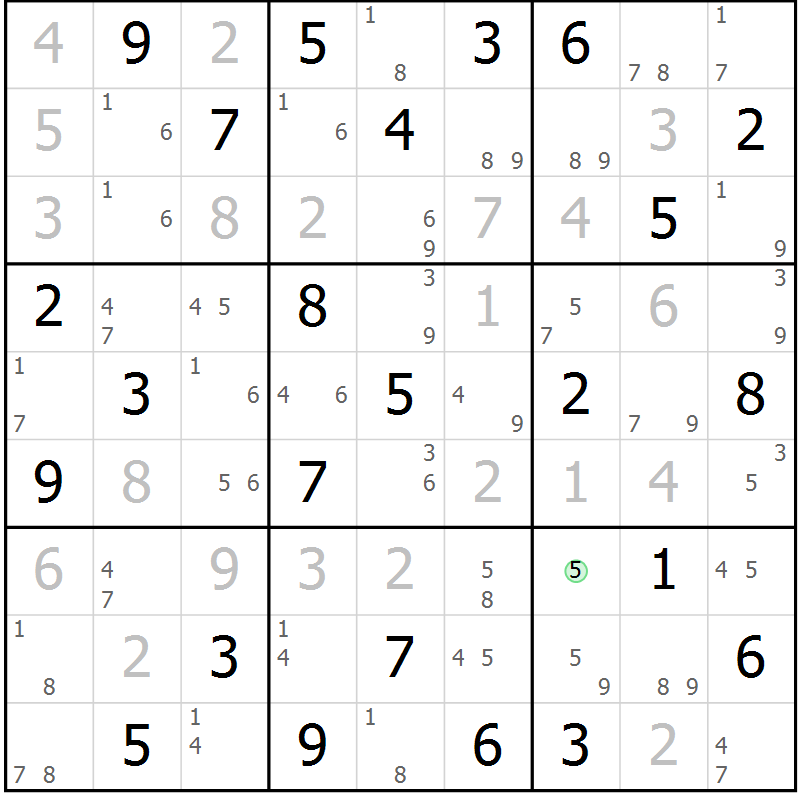 Position des candidats pour la solution de la Gr 84 page 87 du magazine de sudoku Maestro n° 085
