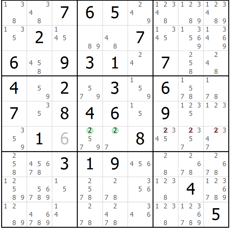 Position des candidats pour la solution de la Gr 10 page 13 du magazine de sudoku Maestro n° 086